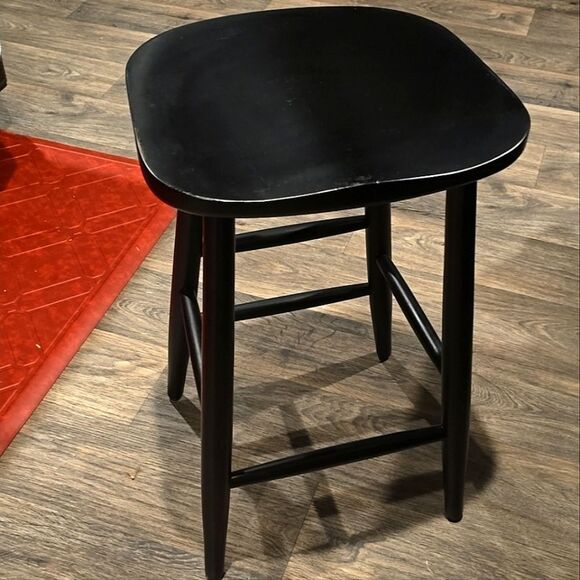 Maven Lane Luna Bar Stool In Rustic  Black Wood Finish - Picture 13 of 13